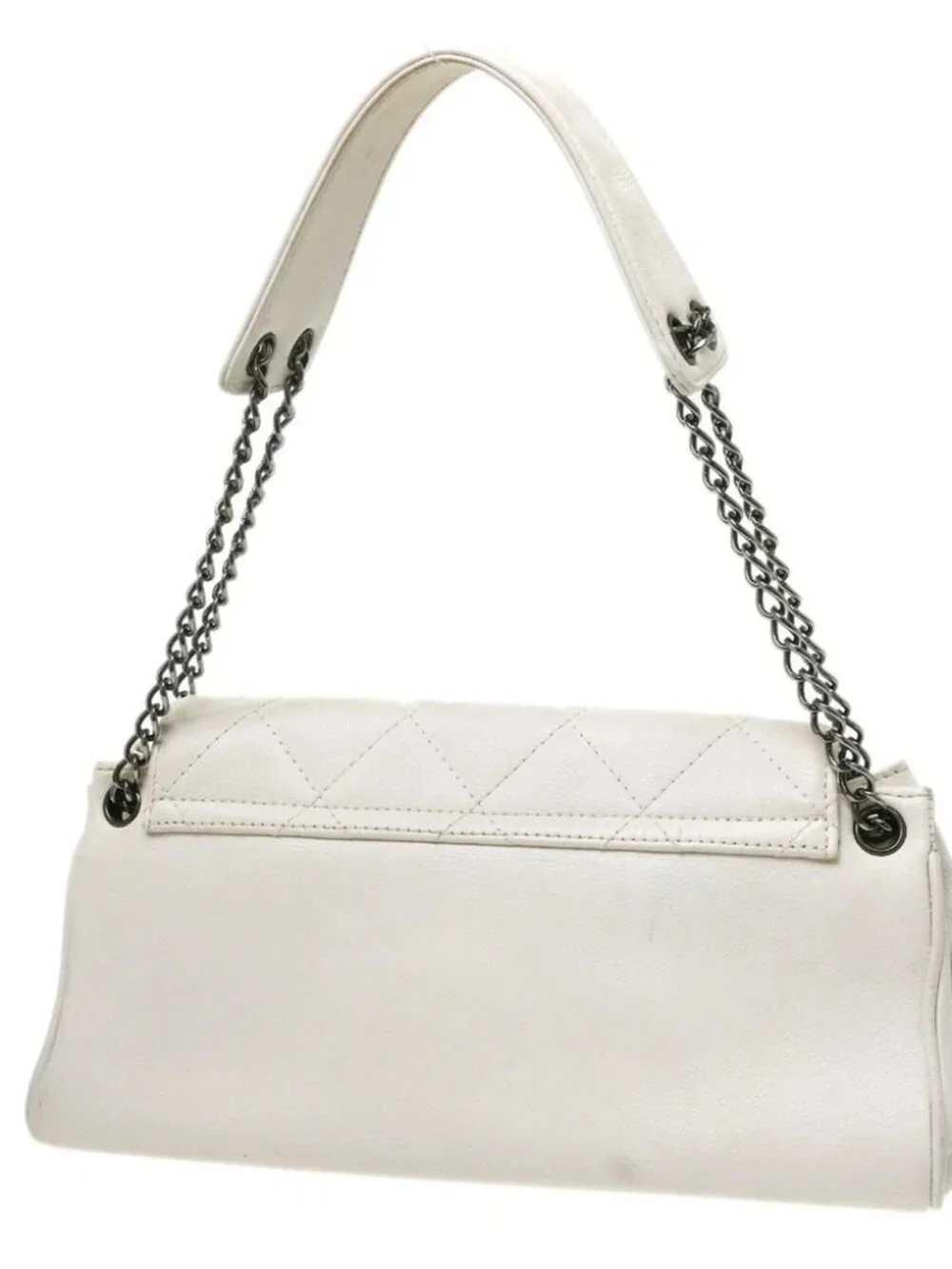 Chanel White Calfskin Accordion Flap Shoulder Bag